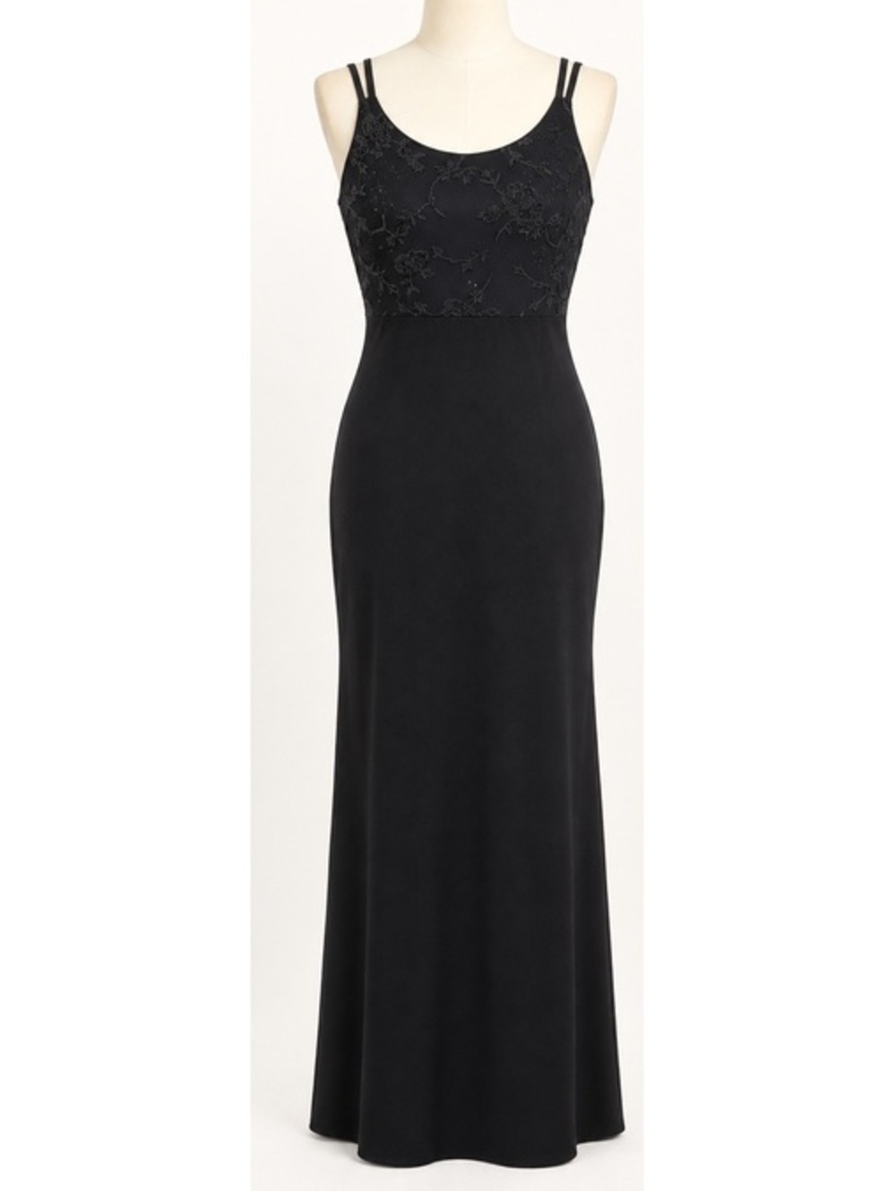 Vintage 90's City Triangles Black Beaded Floral Maxi Dress Y2K WhimsyGoth Large